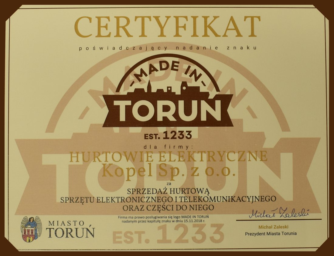 Certyfikat Made in Toruń