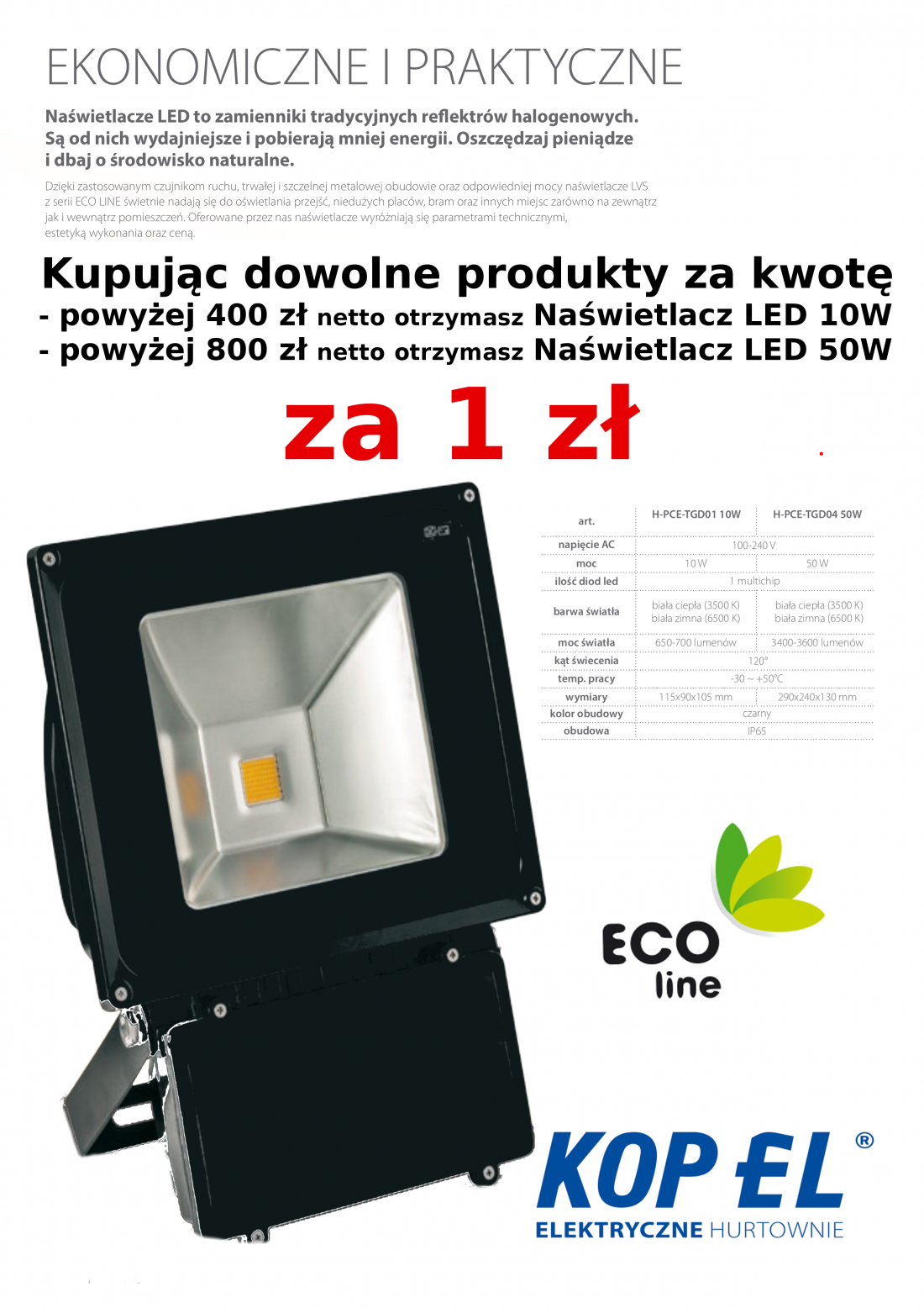 Naświetlacz za złotówkę Naświetlacz LED za 1 zł