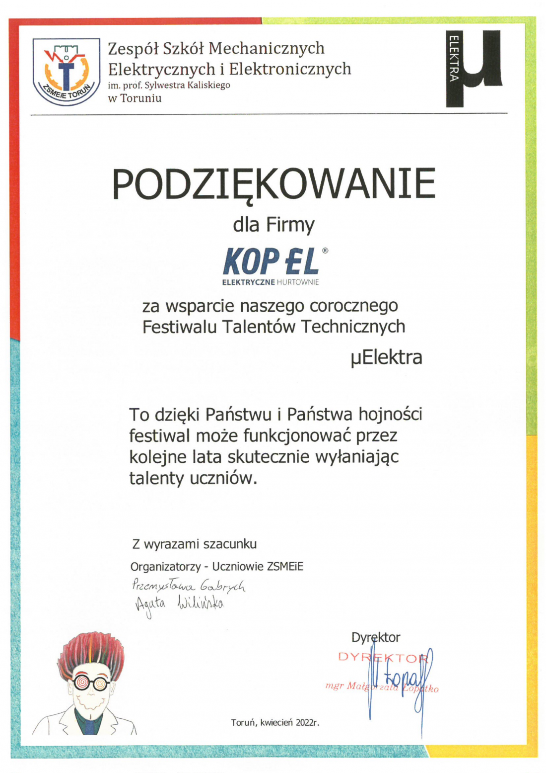 Podziękowanie od ZSMEiE