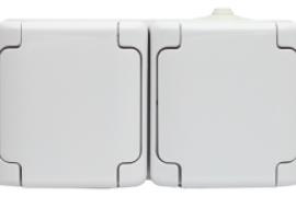 Gniazdo podwójne klapka biała, 180436 BRYZA